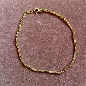💛 18k Yellow Gold Twist Bracelet | Solid Gold Reflective Chain | Classic Layers